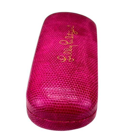Lilly Pulitzer Pink Hard Shell Eyeglasses Sunglasses Case Gold Color Lettering - Picture 3 of 14